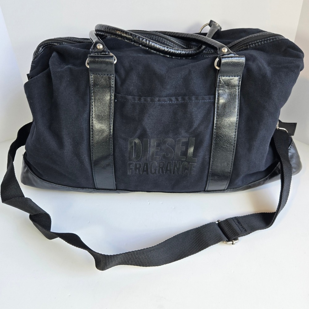 Diesel Duffle Bag Luggage Unisex Large Black Weekender Traveller Canvas Leather